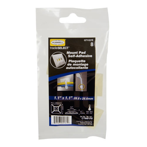 Plaquettes de montage autocollantes pour attaches autobloquantes à fils Pqt/8