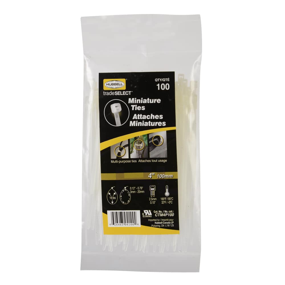 Attaches autobloquantes pour fils 4&nbsp;po Pqt/100