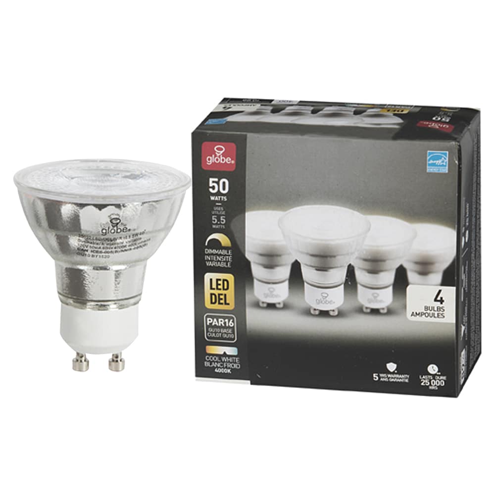 GU10 LED Reflector Light Bulb Cool Wihte 5.5 W Pkg/4