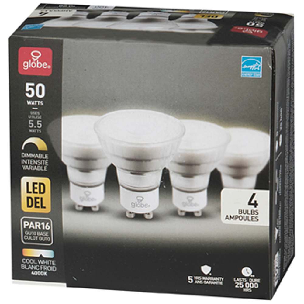 GU10 LED Reflector Light Bulb Cool Wihte 5.5 W Pkg/4