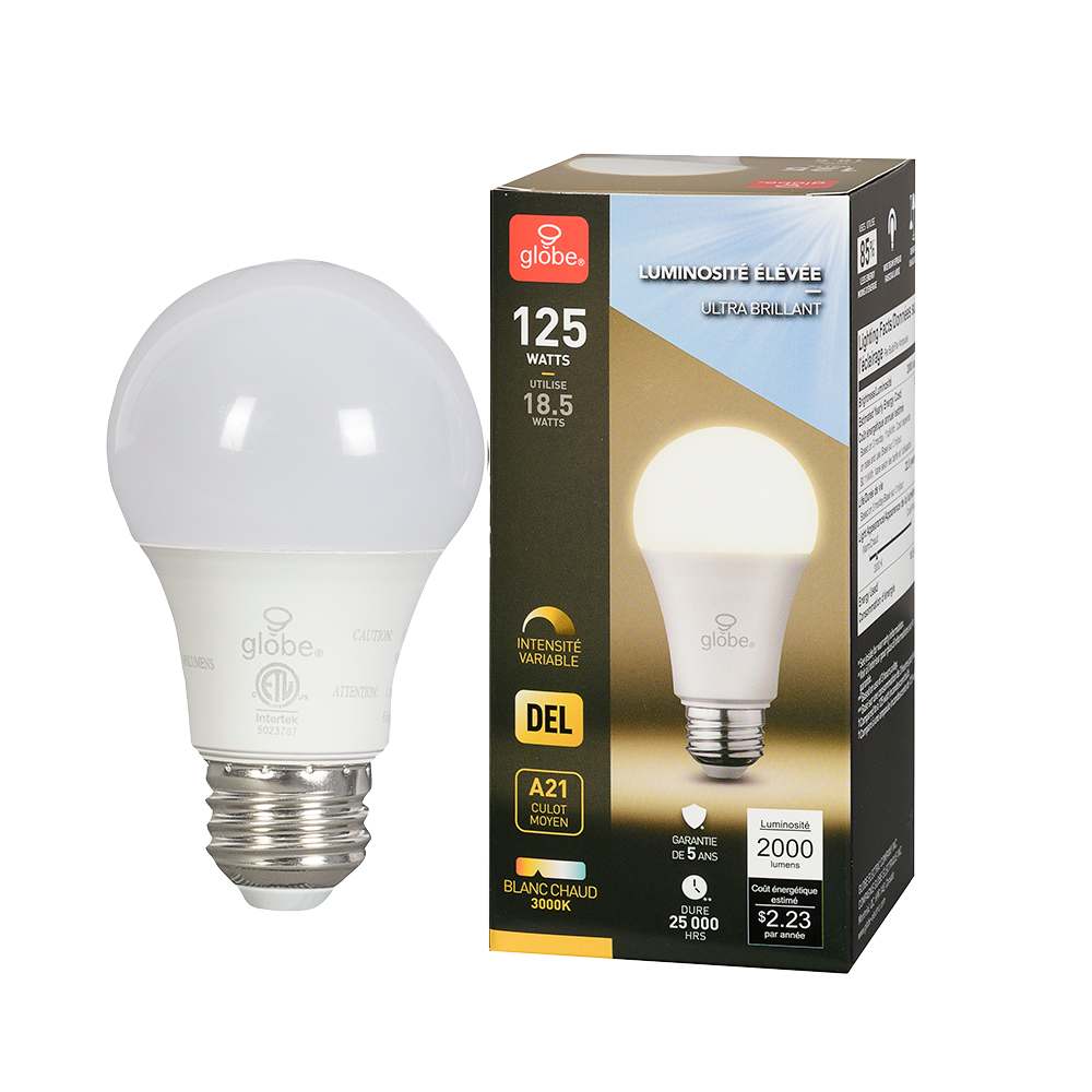 A21 Medium Base Warm White LED Light Bulb 18.5 W