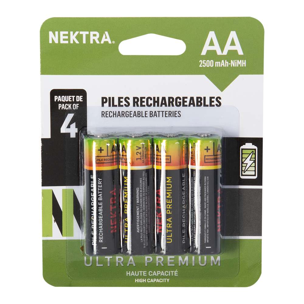 Piles rechargeables Ultra Premium AA Pqt/4 NEKTRA