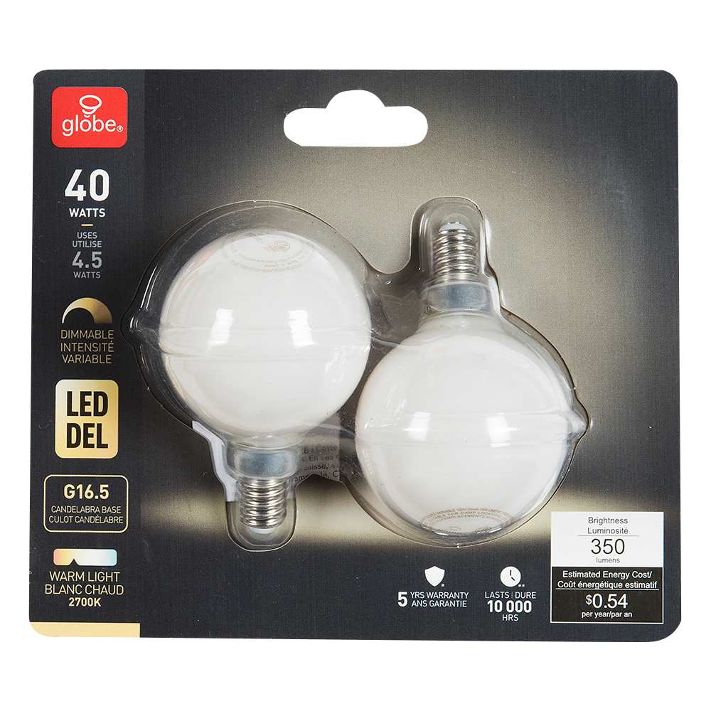 Ampoules DEL G16,5, 4,5 W Pqt/2