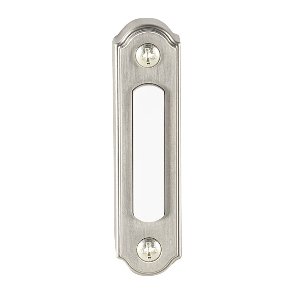 Bouton de sonnette lumineux en métal câblé nickel