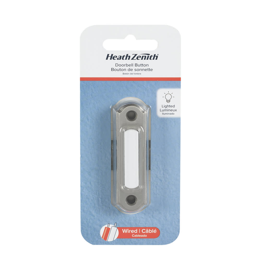 Bouton de sonnette lumineux en métal câblé nickel