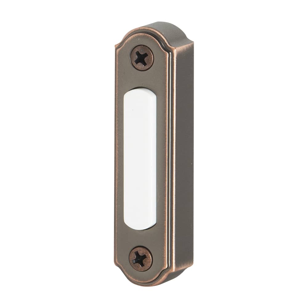 Bouton de sonnette lumineux en métal câblé bronze huilé