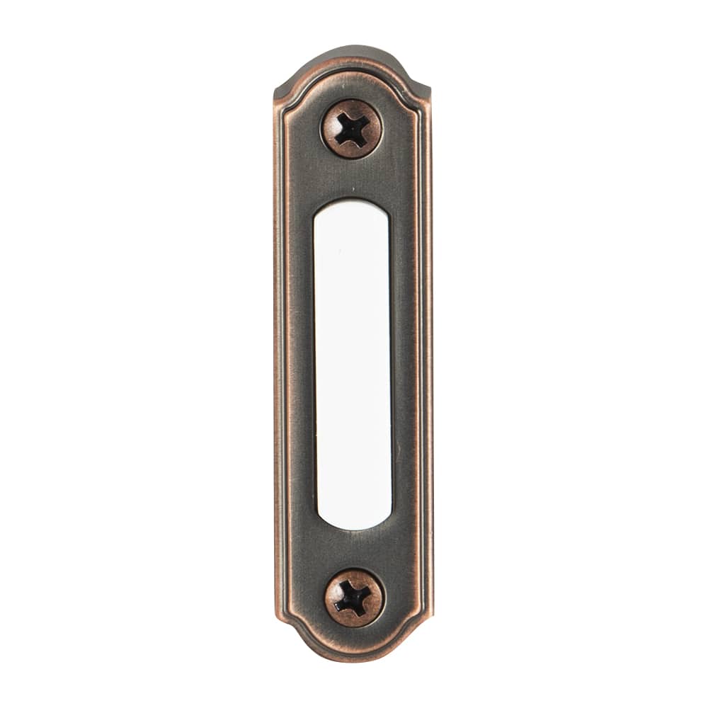 Bouton de sonnette lumineux en métal câblé bronze huilé