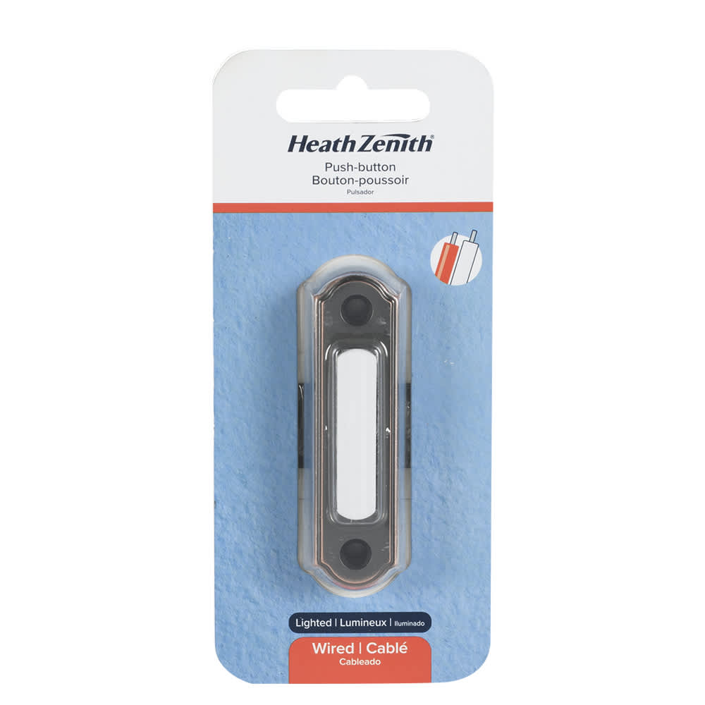 Bouton de sonnette lumineux en métal câblé bronze huilé