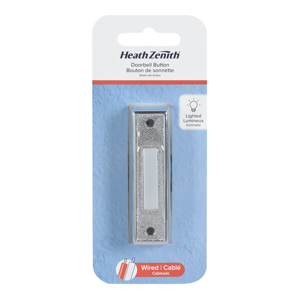 Bouton de sonnette lumineux câblé argent