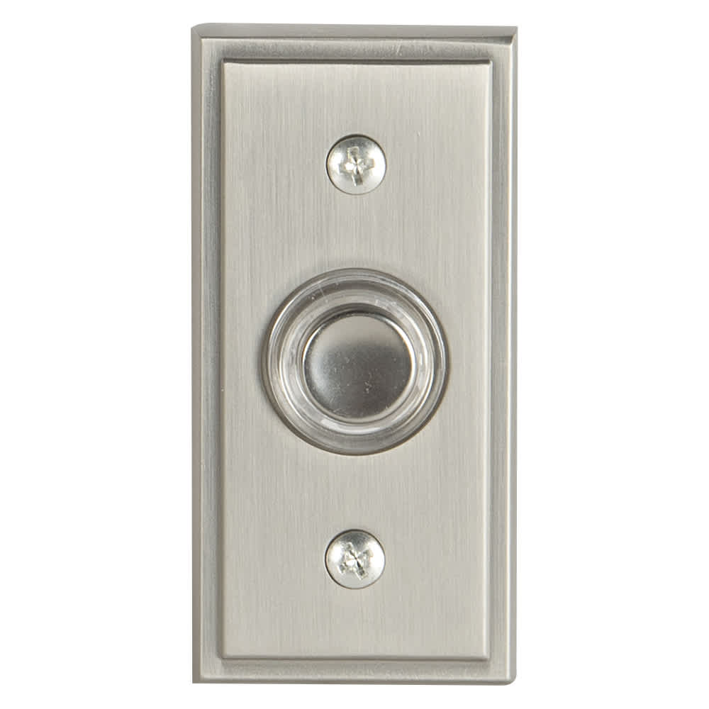 Bouton de sonnette lumineux en métal câblé nickel