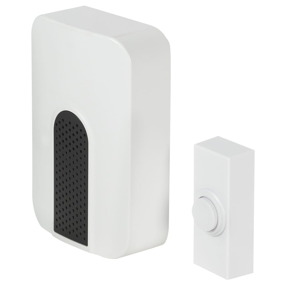 Carillon et bouton de sonnette sans fil branchable blanc