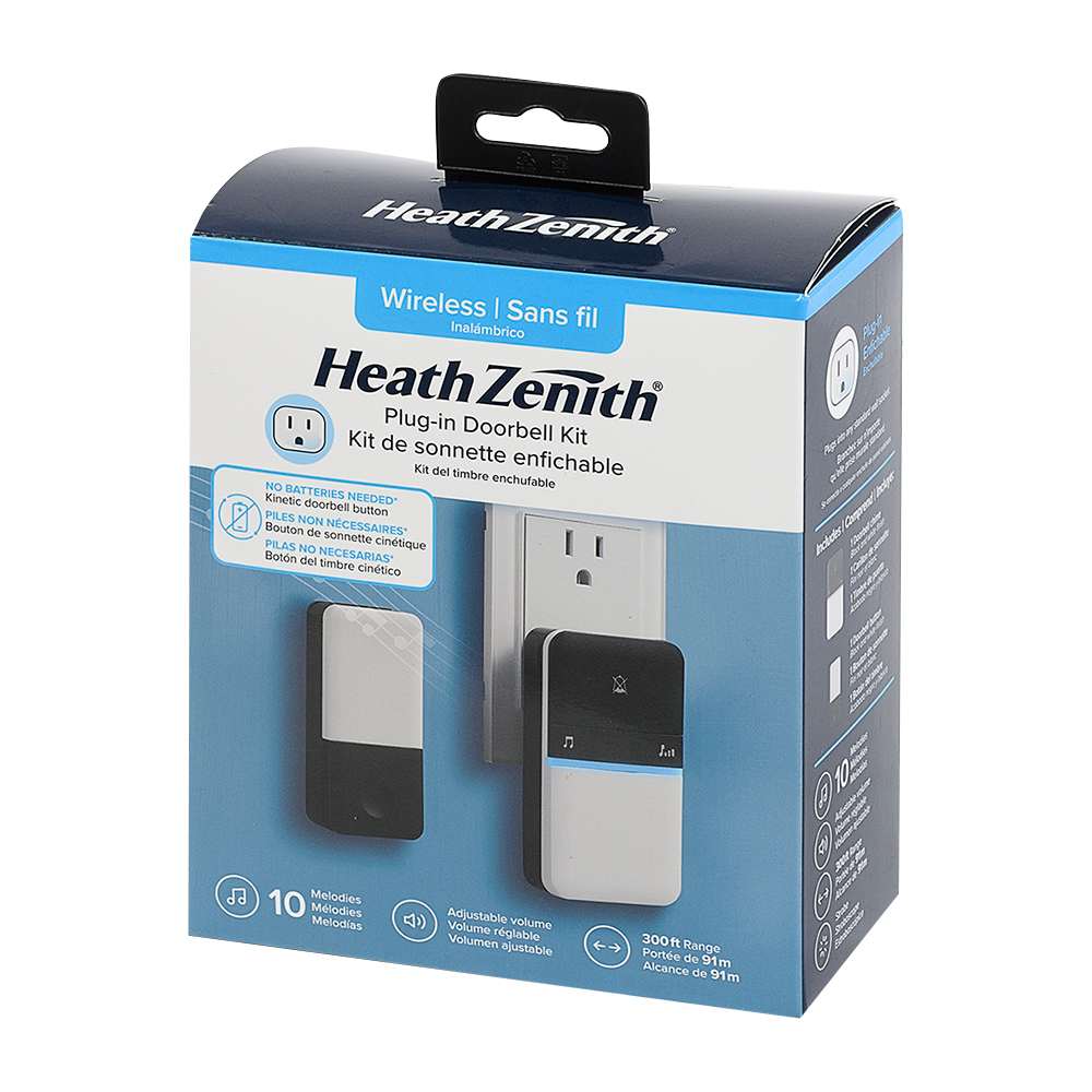 Carillon et bouton de sonnette sans fil branchable blanc et noir