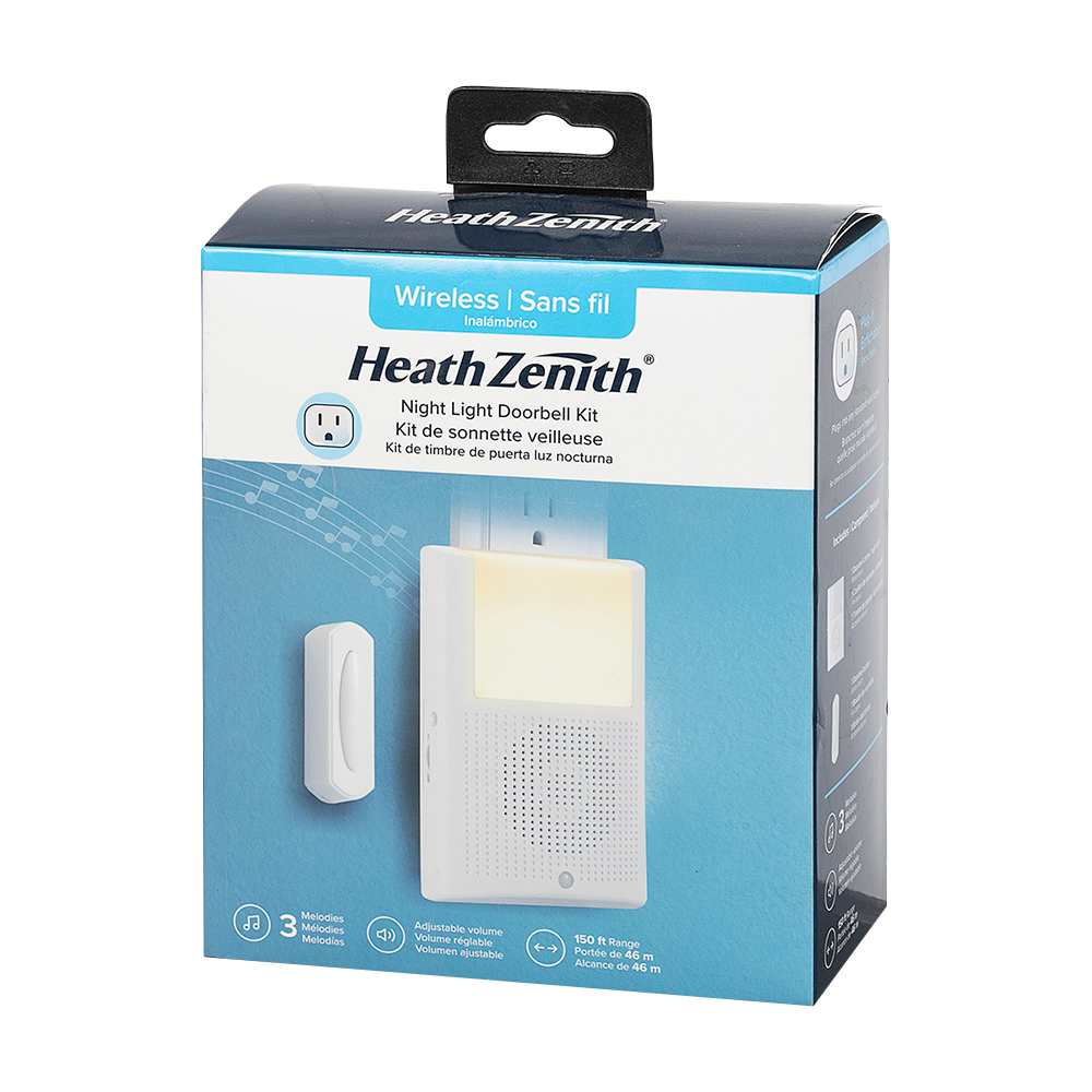 Wireless Night Light Plug-In Doorbell with Push Button White