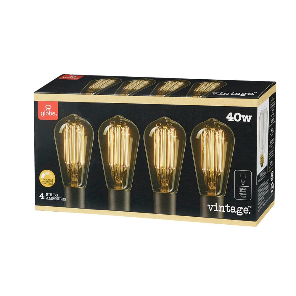 Ampoules Vintage ST19, 40 W Pqt/4