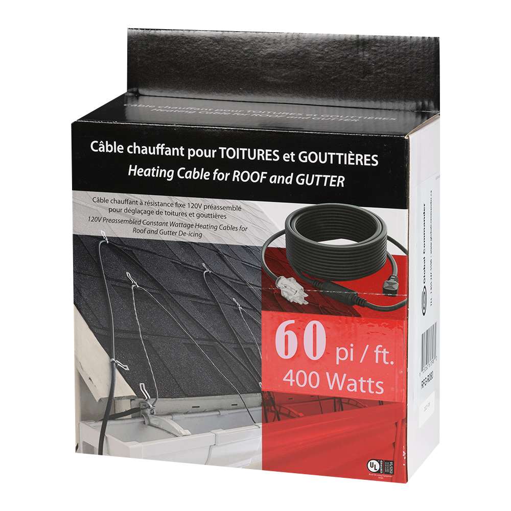 Câble chauffant pour toitures et gouttières 60&nbsp;pi GLOBAL COMMANDER