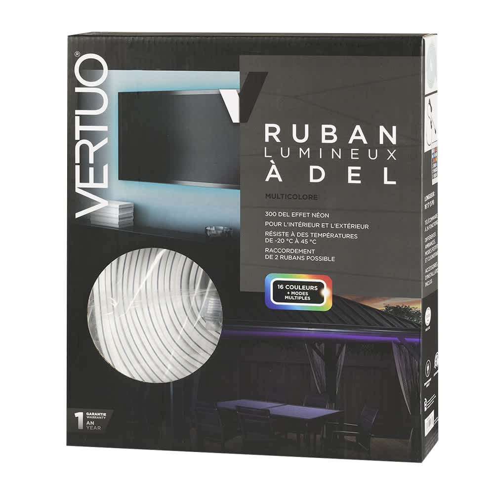 Ruban lumineux à DEL Multicolore 16 pi 5 po VERTUO