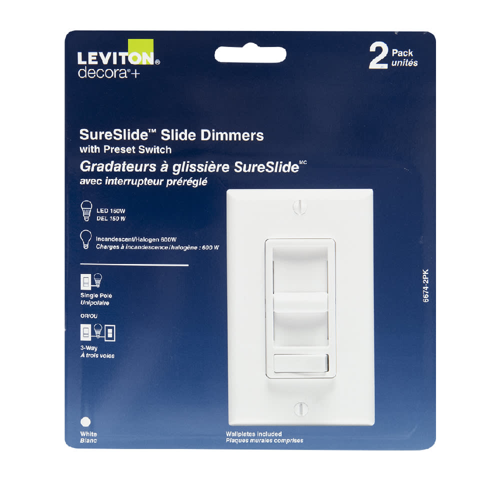 Decora Sureslide Universal Slide Dimmer Pkg/2