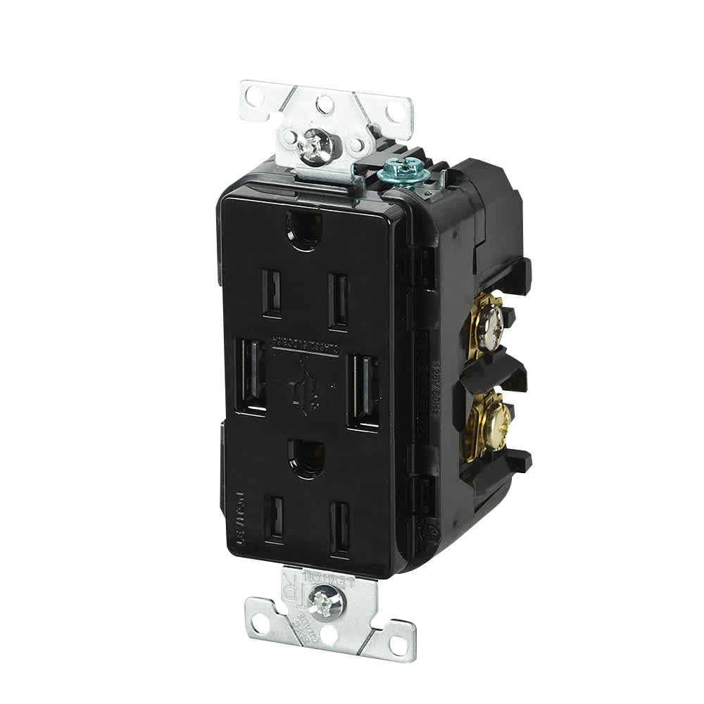 Prise de courant 15 A sécurisée Decora + 2 prise USB