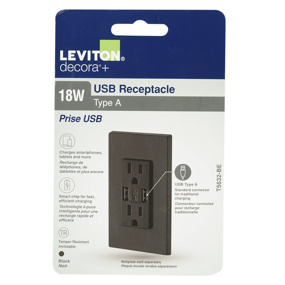 Prise de courant 15 A sécurisée Decora + 2 prise USB