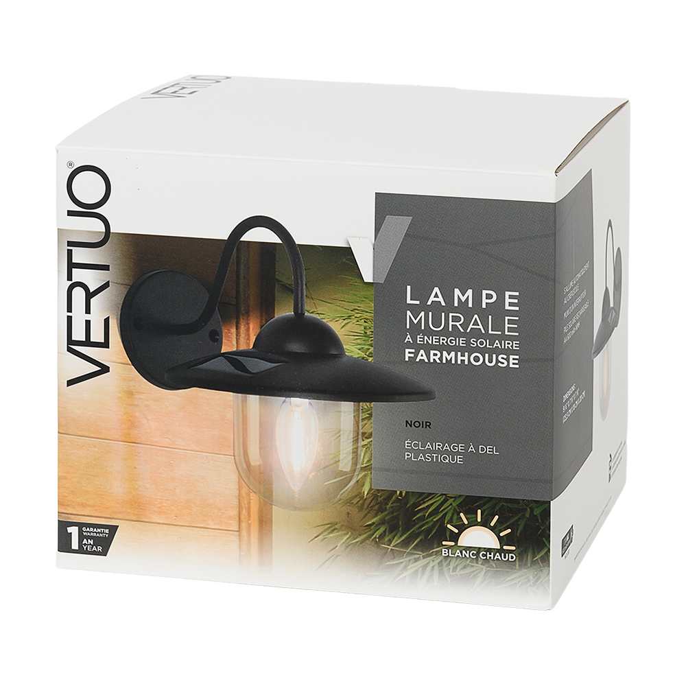 VERTUO Farmhouse Solar Wall Light Black