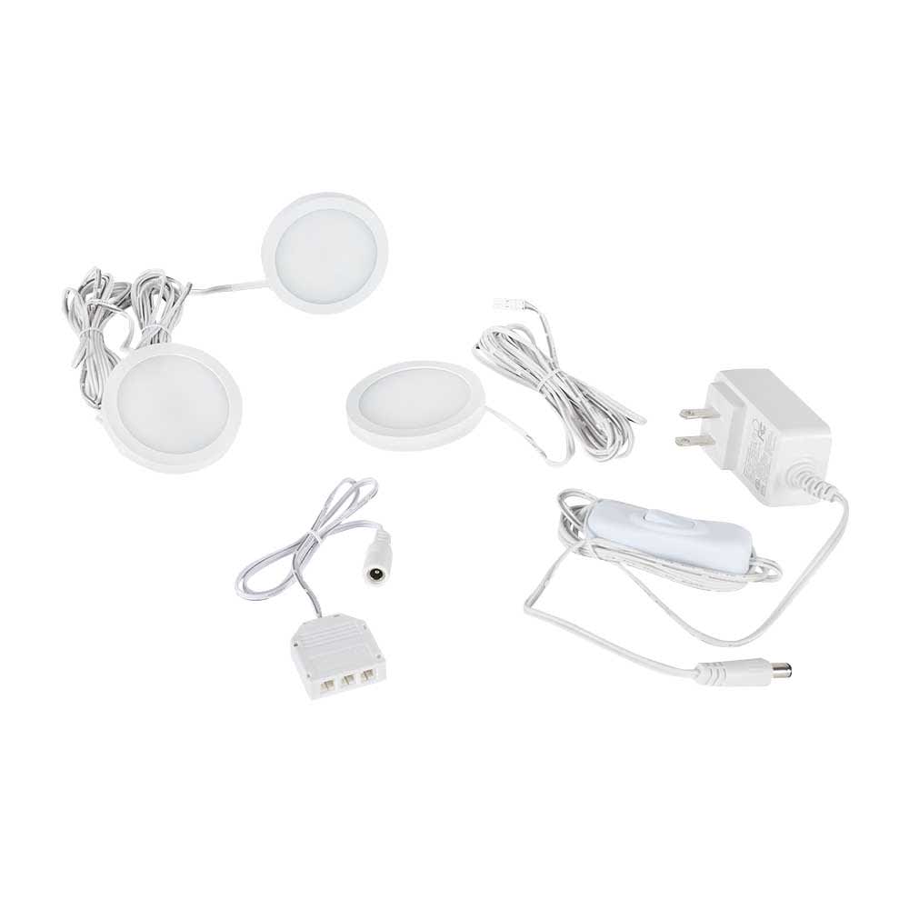 Rondelles d'éclairage blanches à DEL blanc froid Pqt/3 VERTUO