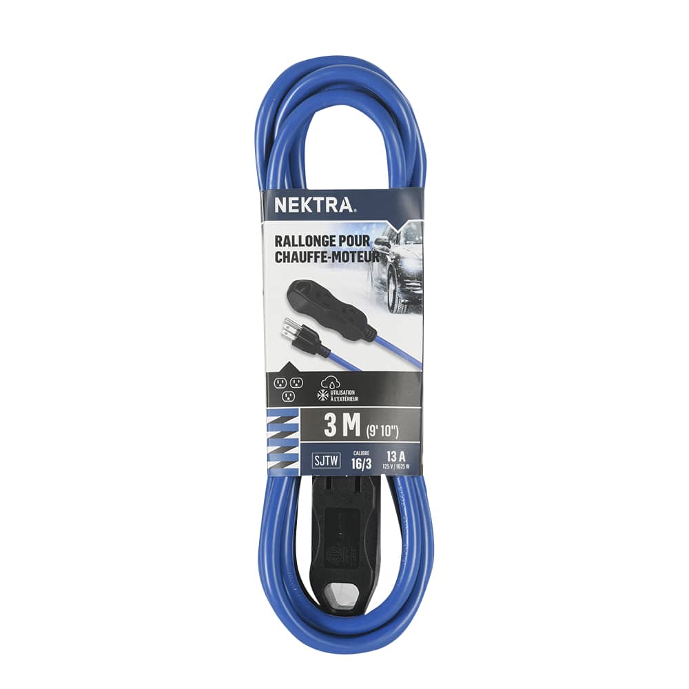 NEKTRA Block Heater Outdoor Extension Cord 3 m