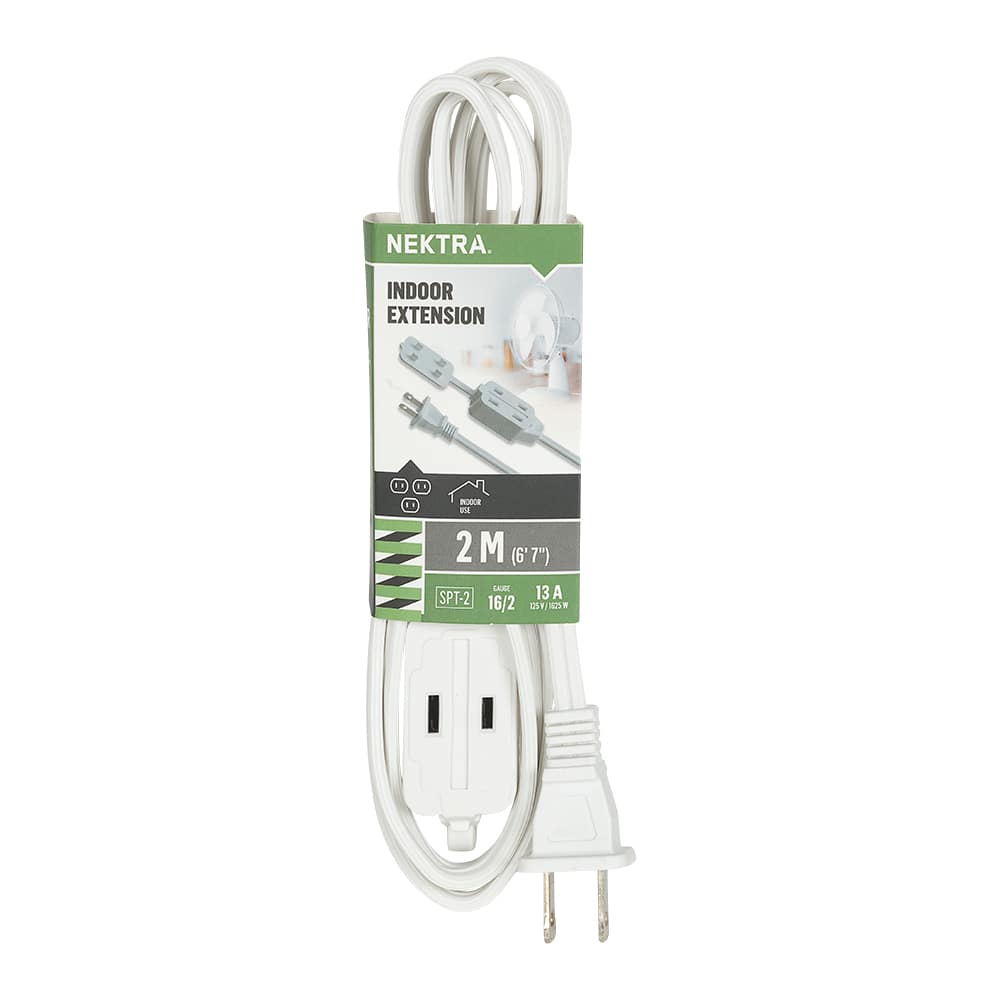 NEKTRA Indoor Extension Cord 2 m