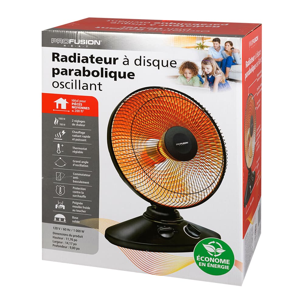 Chaufferette électrique parabolique oscillante 700&nbsp;W&nbsp;/&nbsp;1&nbsp;000&nbsp;W PROFUSION