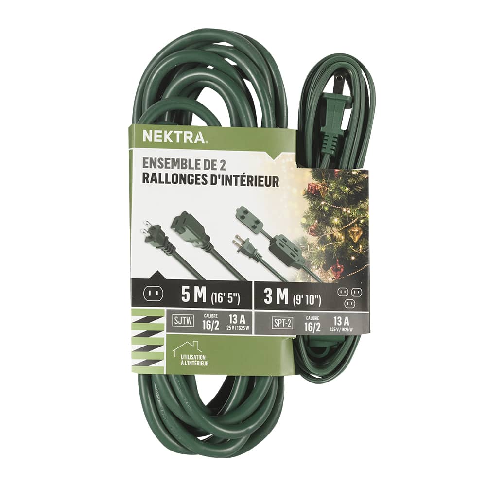 NEKTRA Indoor Extension Cords 3&nbsp;m & 5&nbsp;m