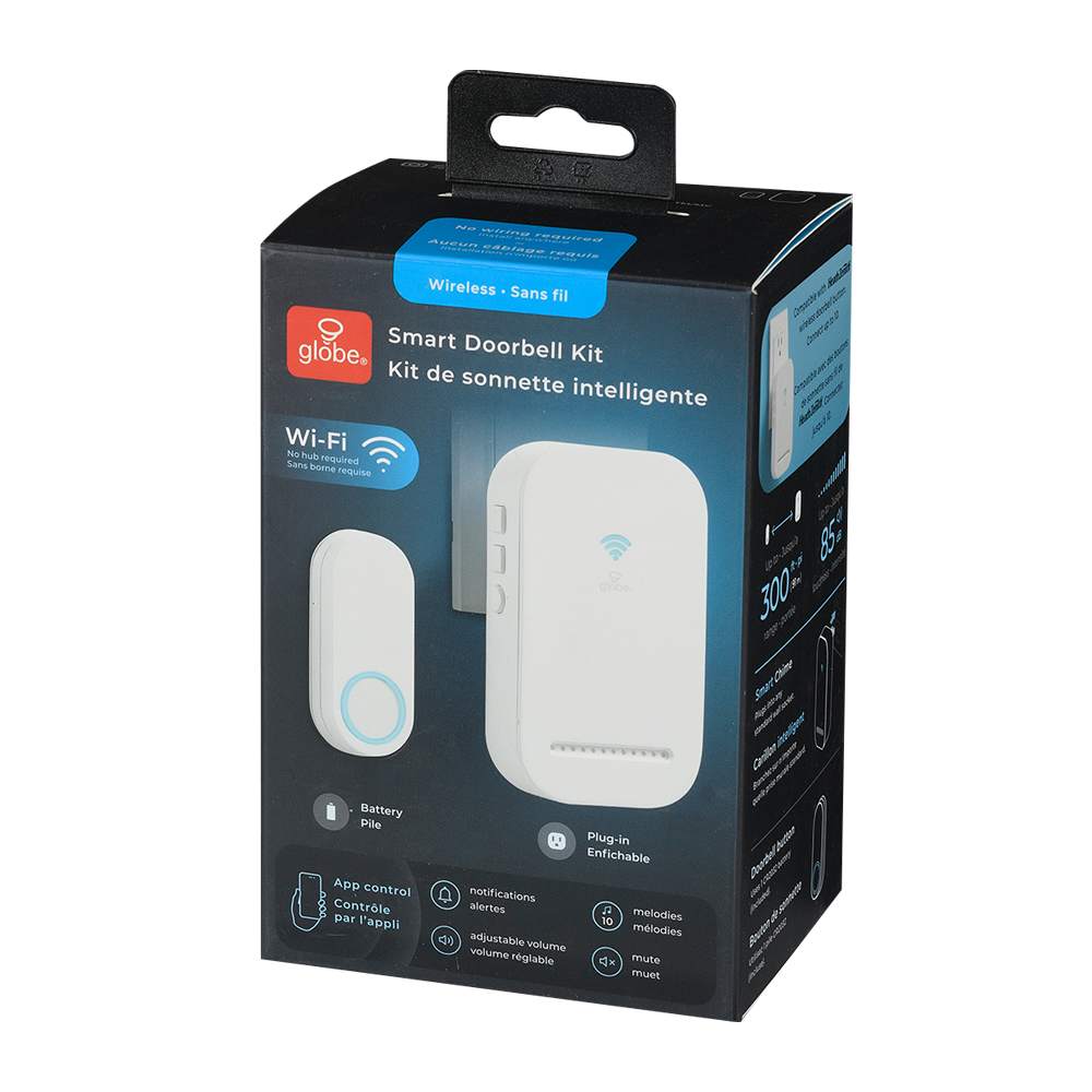 Carillon et bouton de sonnette intelligente à brancher blanc