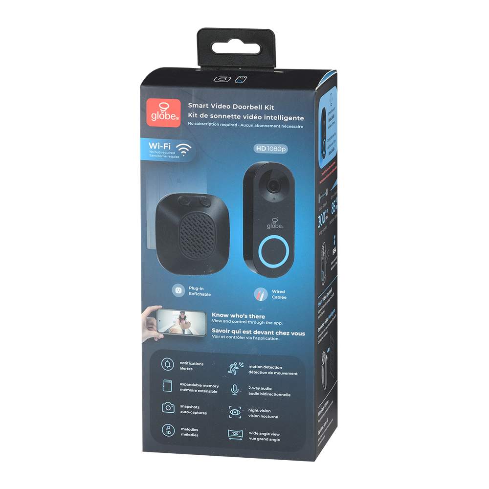 Carillon et bouton de sonnette/caméra intelligente câblé noir