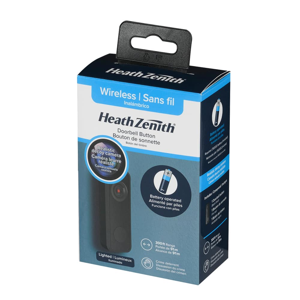 Bouton de sonnette lumineux sans fil fausse caméra noir