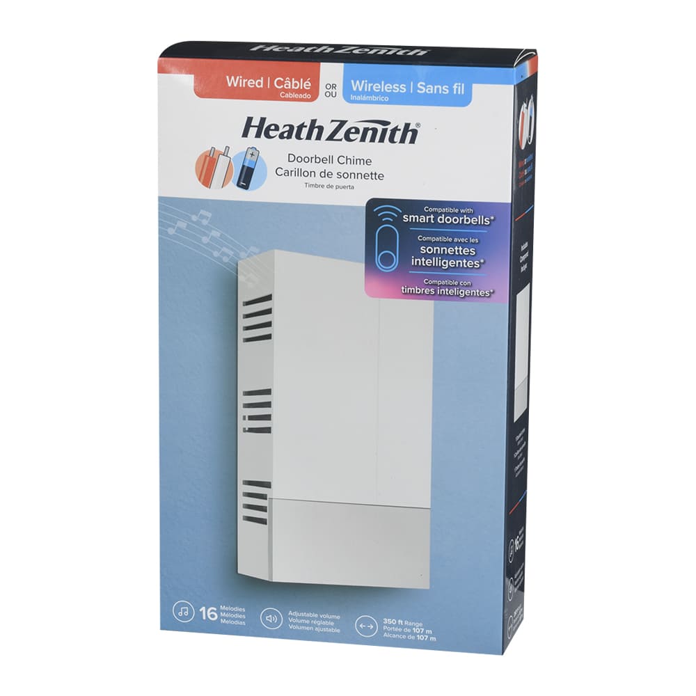 Carillon de sonnette intelligente avec ou sans fil blanc