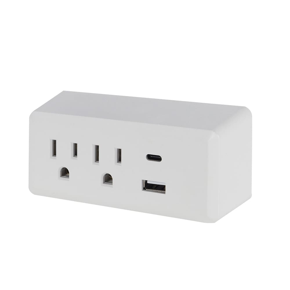 2-Outlet and 2-USB Ports Wall Adapter White