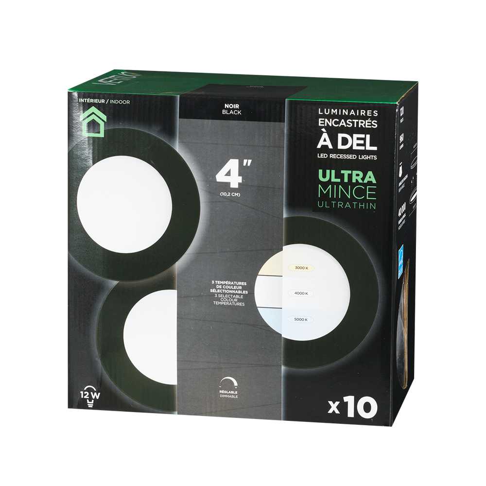 VERTUO Ultrathin LED Recessed Lights 4&nbsp;in. Pkg/10 Black
