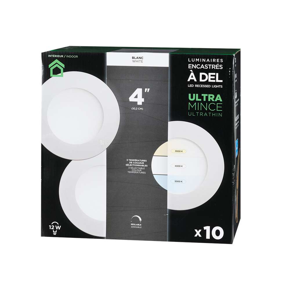 VERTUO Ultrathin LED Recessed Lights 4&nbsp;in. Pkg/10 White