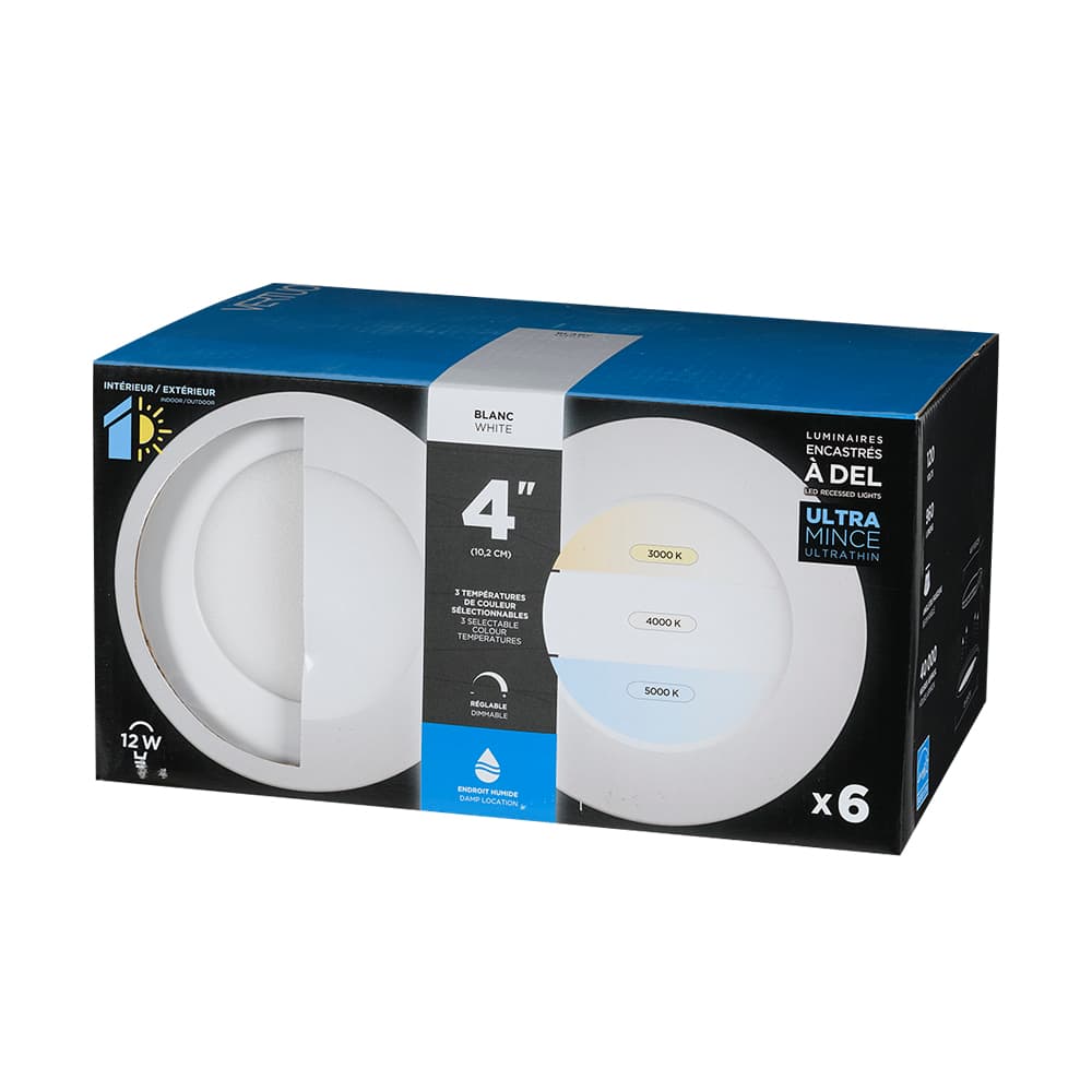 VERTUO Ultrathin LED Recessed Lights 4&nbsp;in. Pkg/6 White