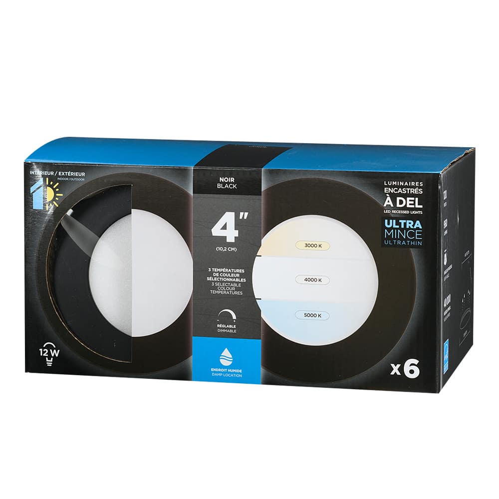 VERTUO Ultrathin LED Recessed Light 4&nbsp;in. Pkg/6 Black