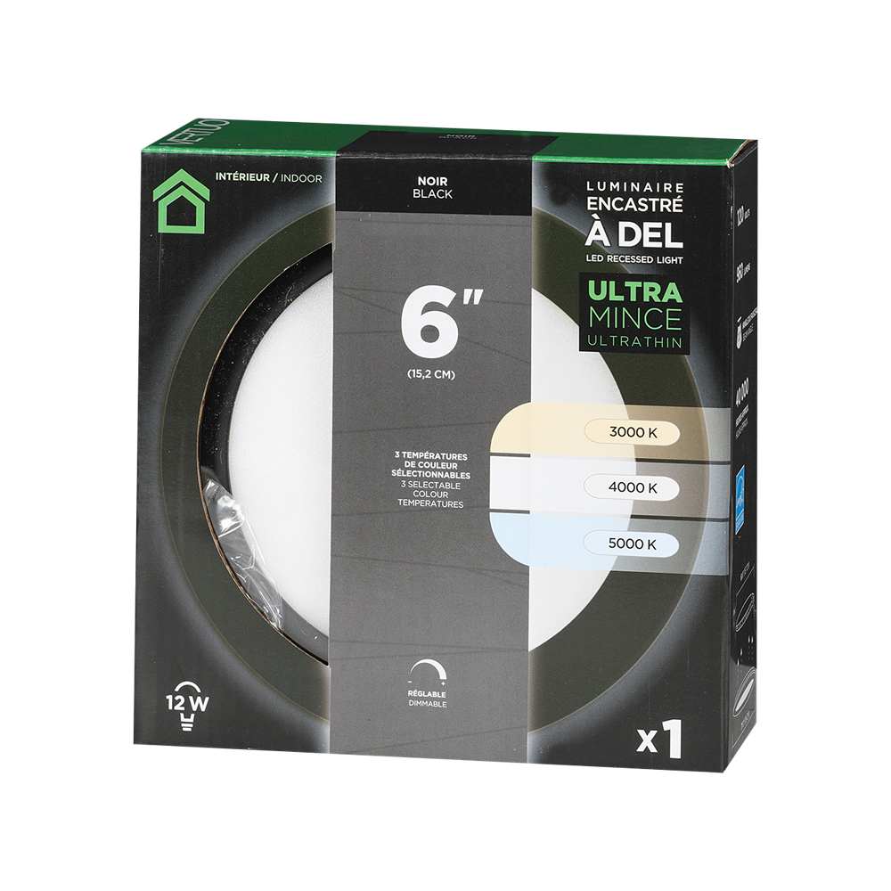 VERTUO Ultrathin LED Recessed Light 6 in. Black