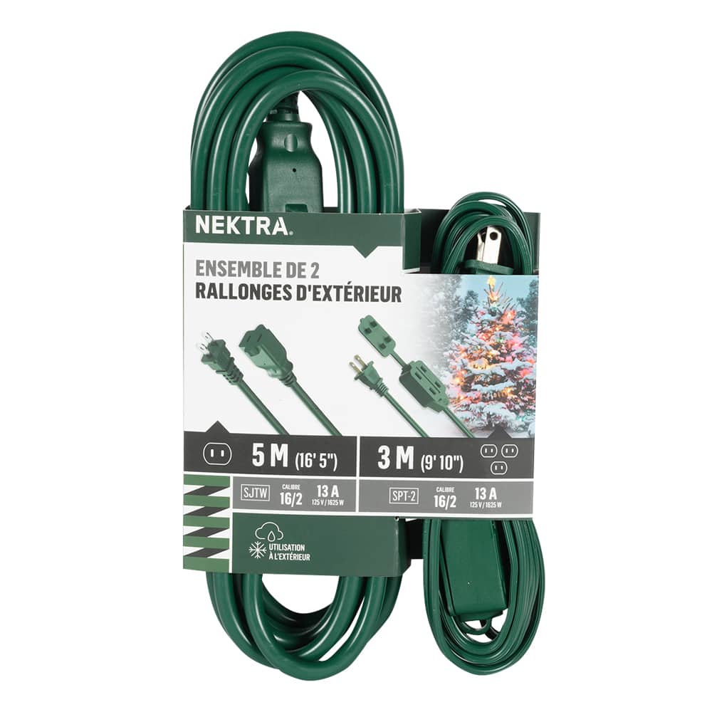 NEKTRA Outdoor Extension Cords 3&nbsp;m & 5&nbsp;m