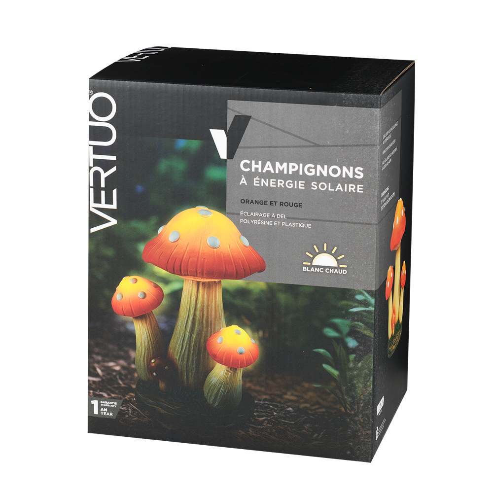 Lampe à énergie solaire Champignons orange VERTUO