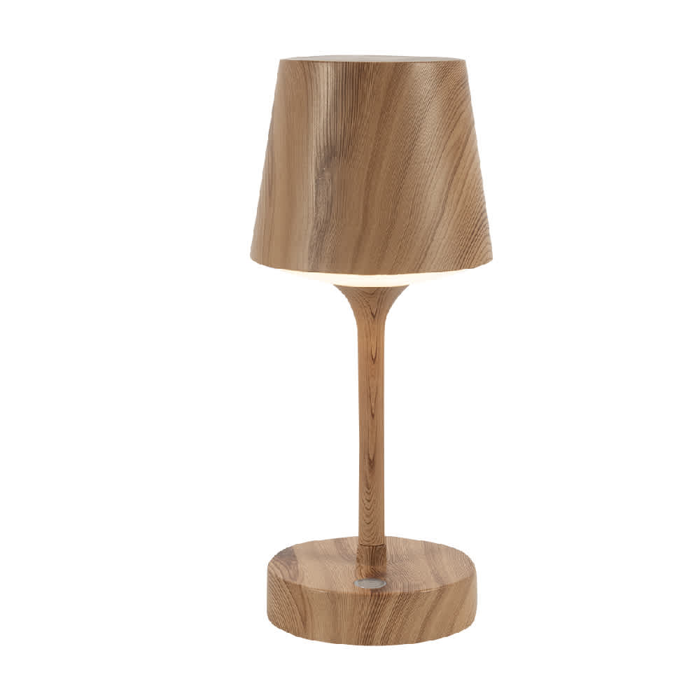 VERTUO Rechargeable Table Lamp with USB Cable Wood Effect & White