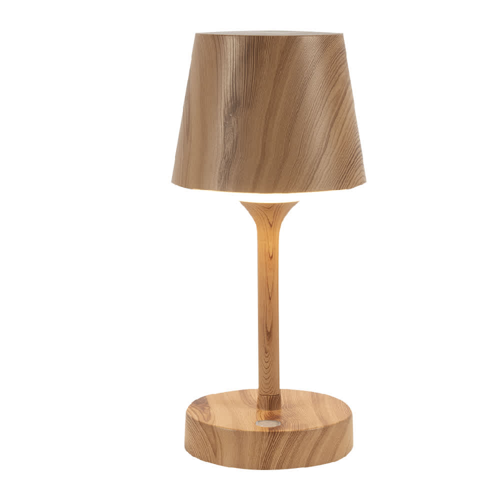 Lampe de table rechargeable à câble USB aspect bois et blanc VERTUO