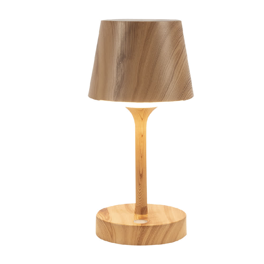 VERTUO Rechargeable Table Lamp with USB Cable Wood Effect & White