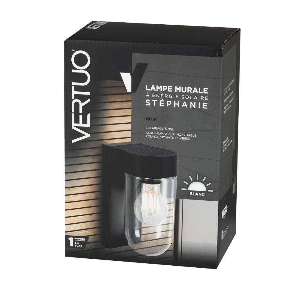 Lampe murale à énergie solaire Stéphanie noire VERTUO