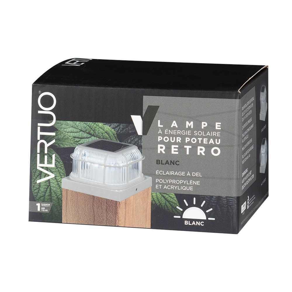 Lampe à énergie solaire pour poteau Retro VERTUO blanche