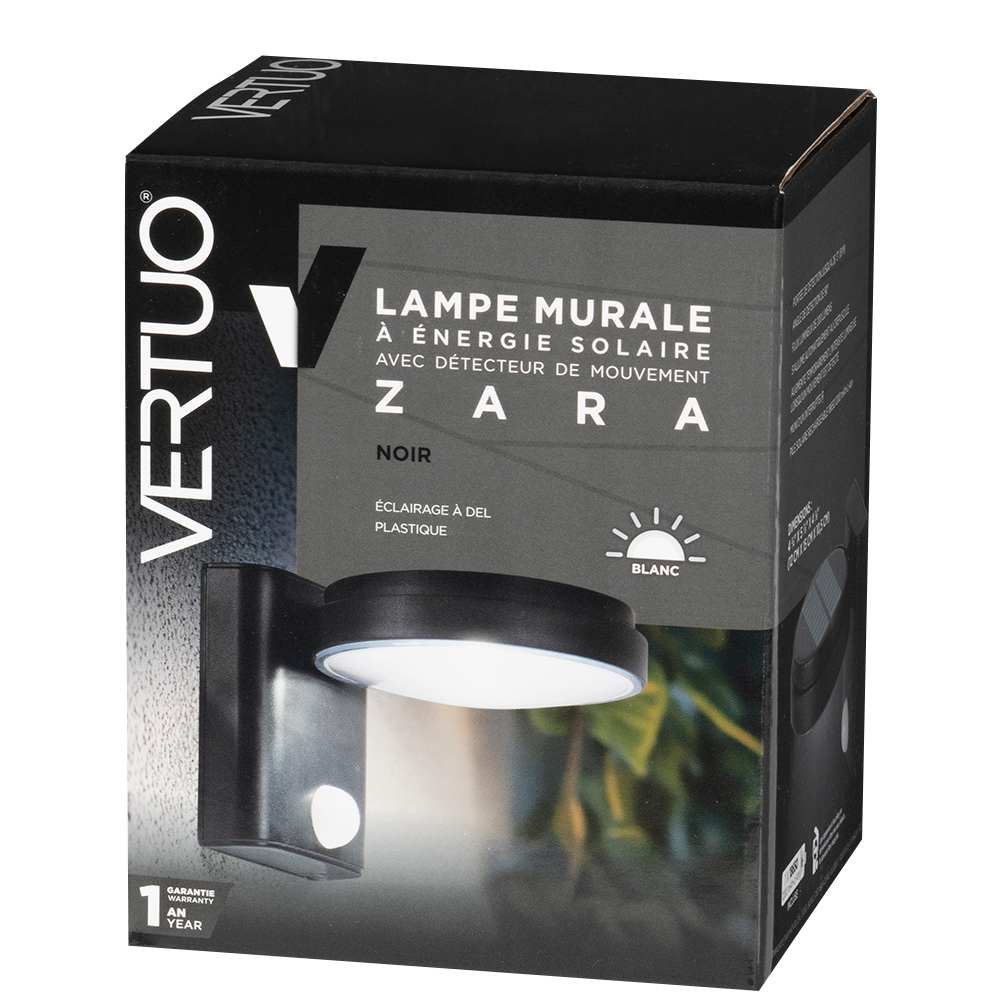 VERTUO Solar Wall Light with Motion Sensor Zara Black