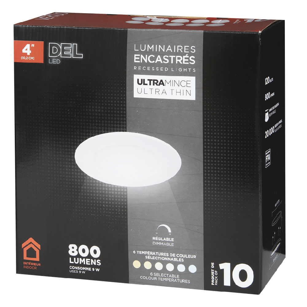 Encastrés DEL ultraminces blanc 4&nbsp;po Pqt/10 VERTUO