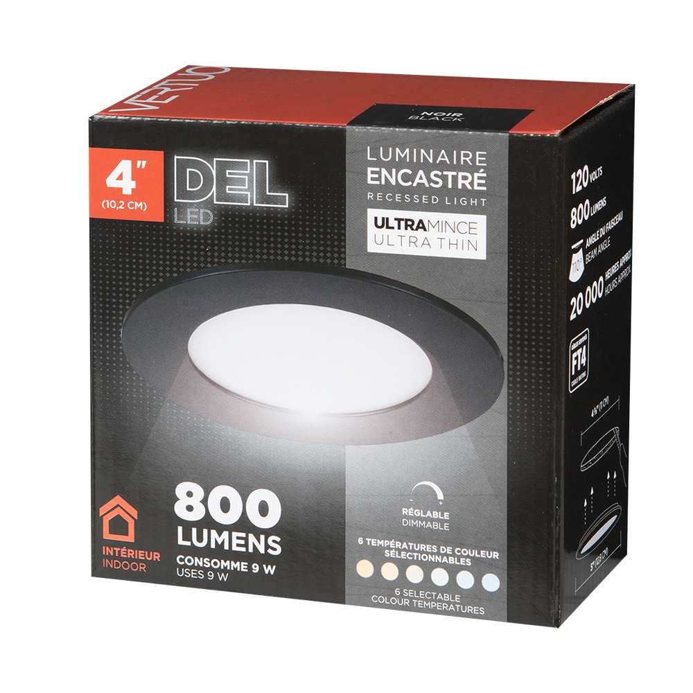 VERTUO Ultrathin LED Recessed Light 4&nbsp;in Black