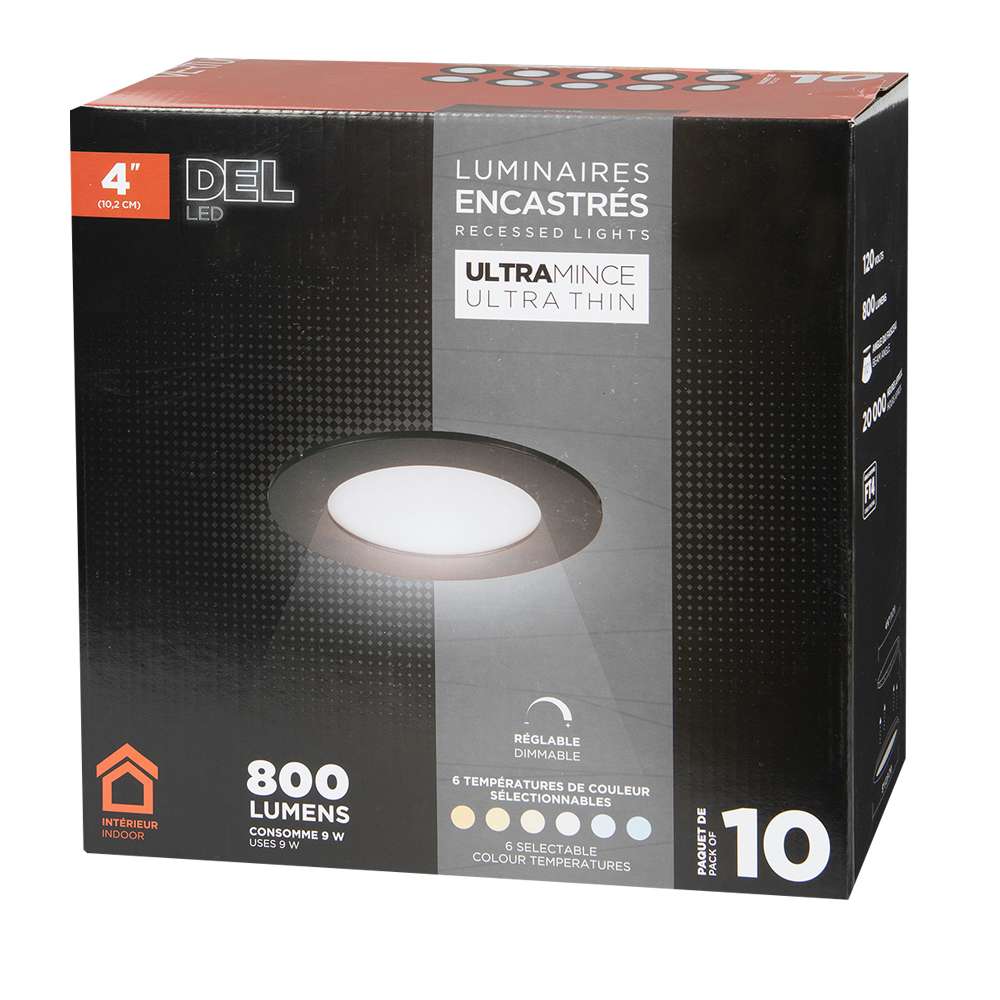 VERTUO Ultrathin LED Recessed Lights 4&nbsp;in Pkg/10 Black